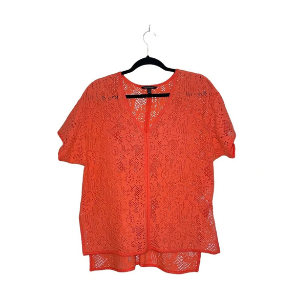 Banana Republic Coral Sheer Crochet V-neck Oversized Top Small Women’s - Picture 11 of 11
